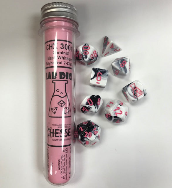 Gemini Polyhedral Black-White/pink 7-Die Set-1