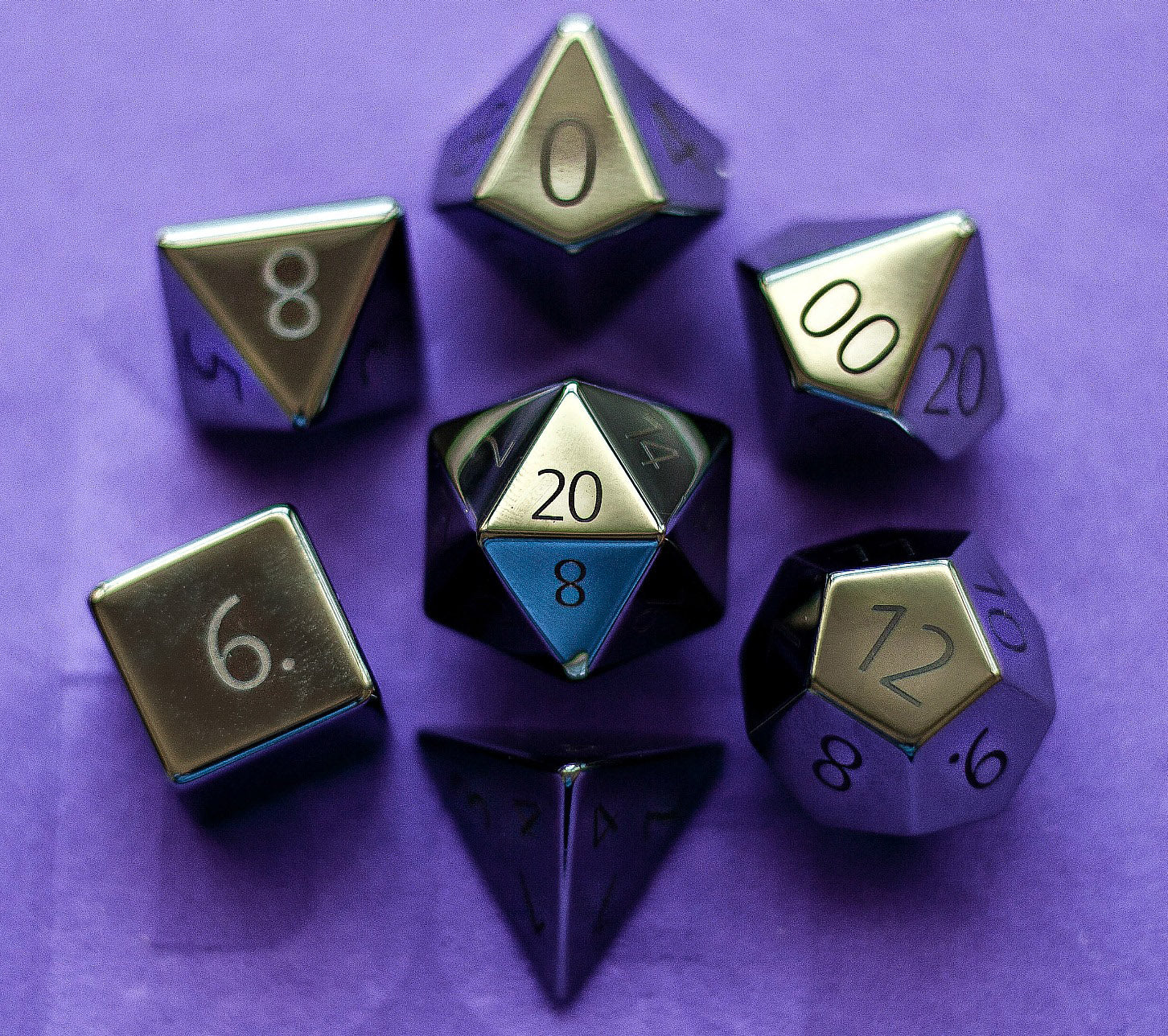 MDG Metal Poly Dice Set 16mm - Engraved Hematite