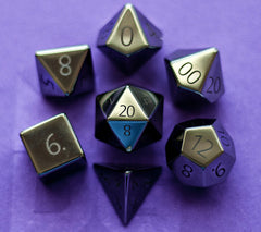 MDG Metal Poly Dice Set 16mm - Engraved Hematite-1