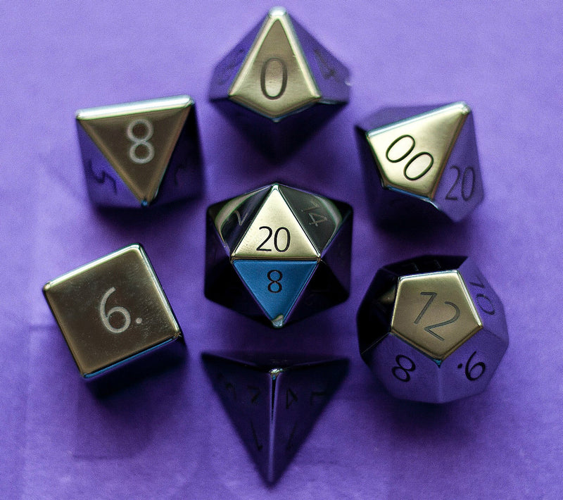 MDG Metal Poly Dice Set 16mm - Engraved Hematite-1