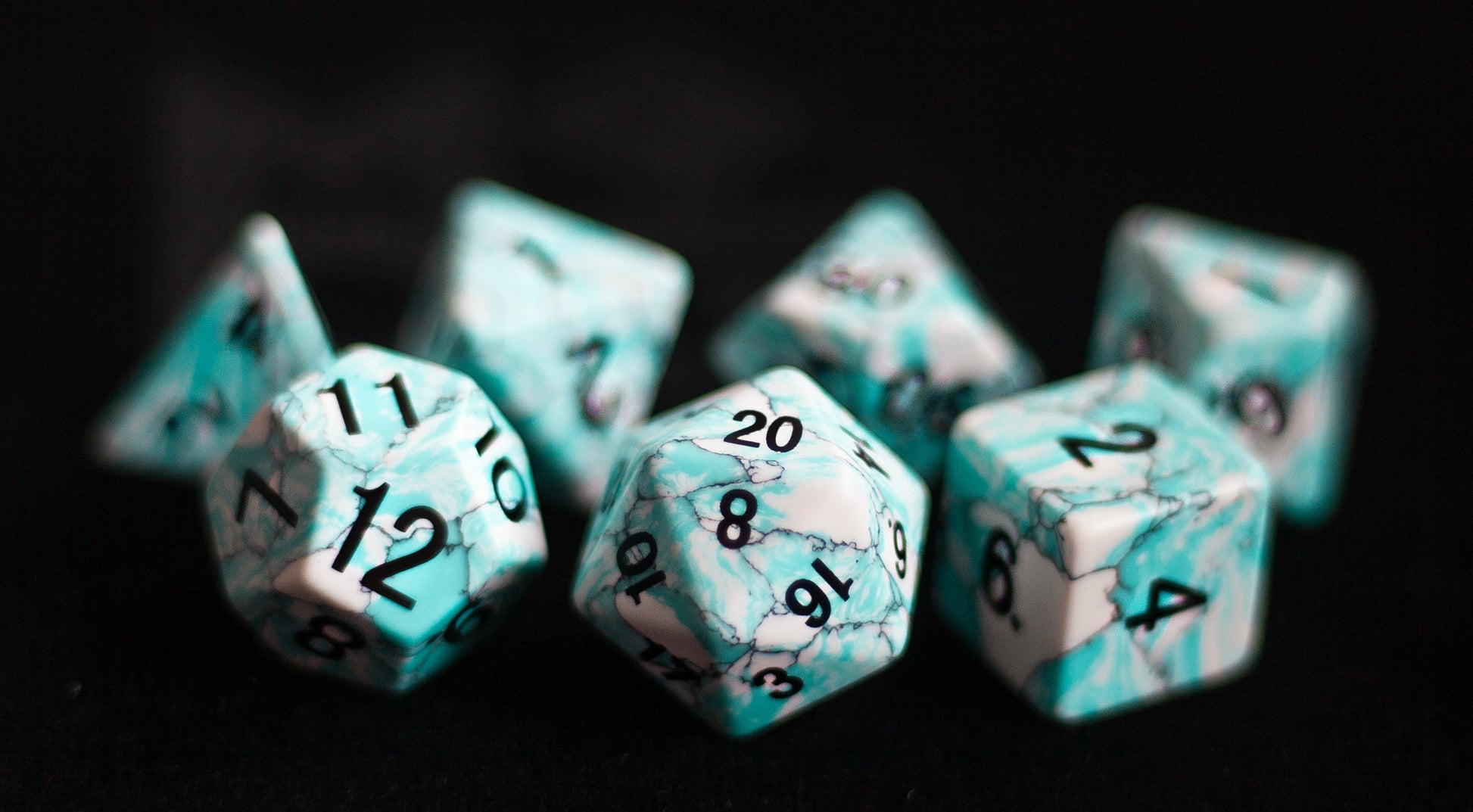 MDG Gemstone Poly Dice Set 16mm - (Synthetic) Blue Turquoise-1