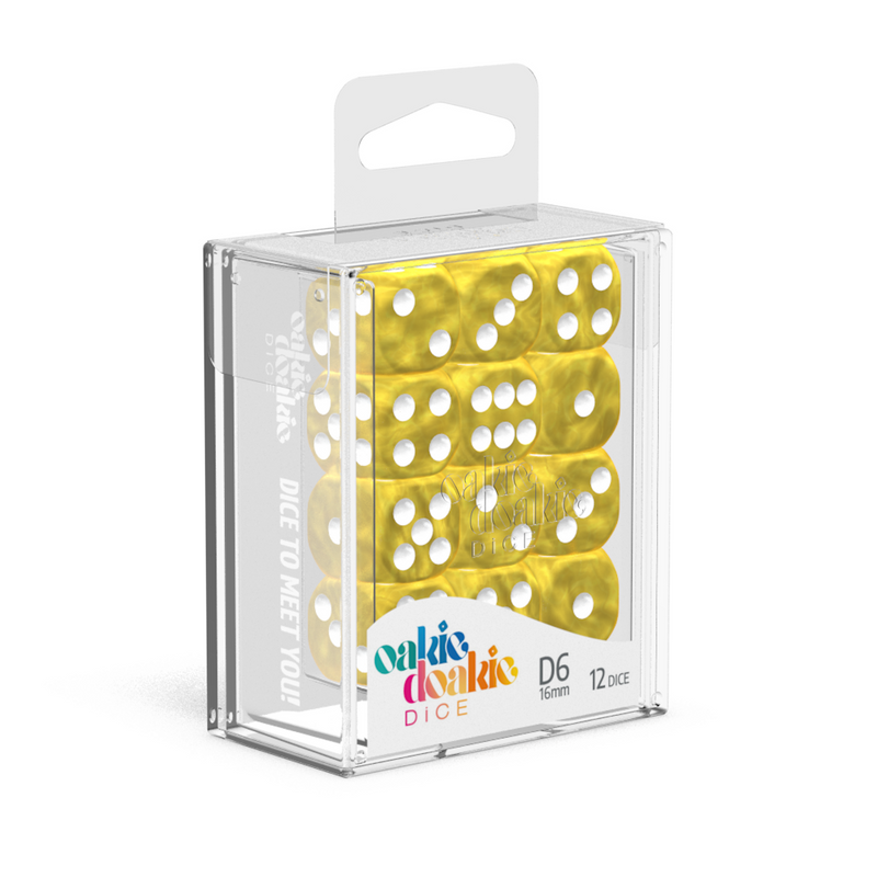 Oakie Doakie Dice D6 16 mm Marble - Yellow (12)-1