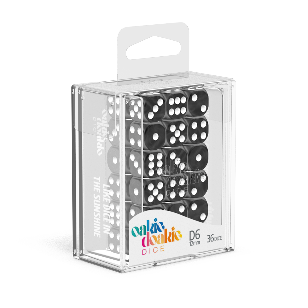 Oakie Doakie Dice D6 12 mm Marble - Black (36)-1