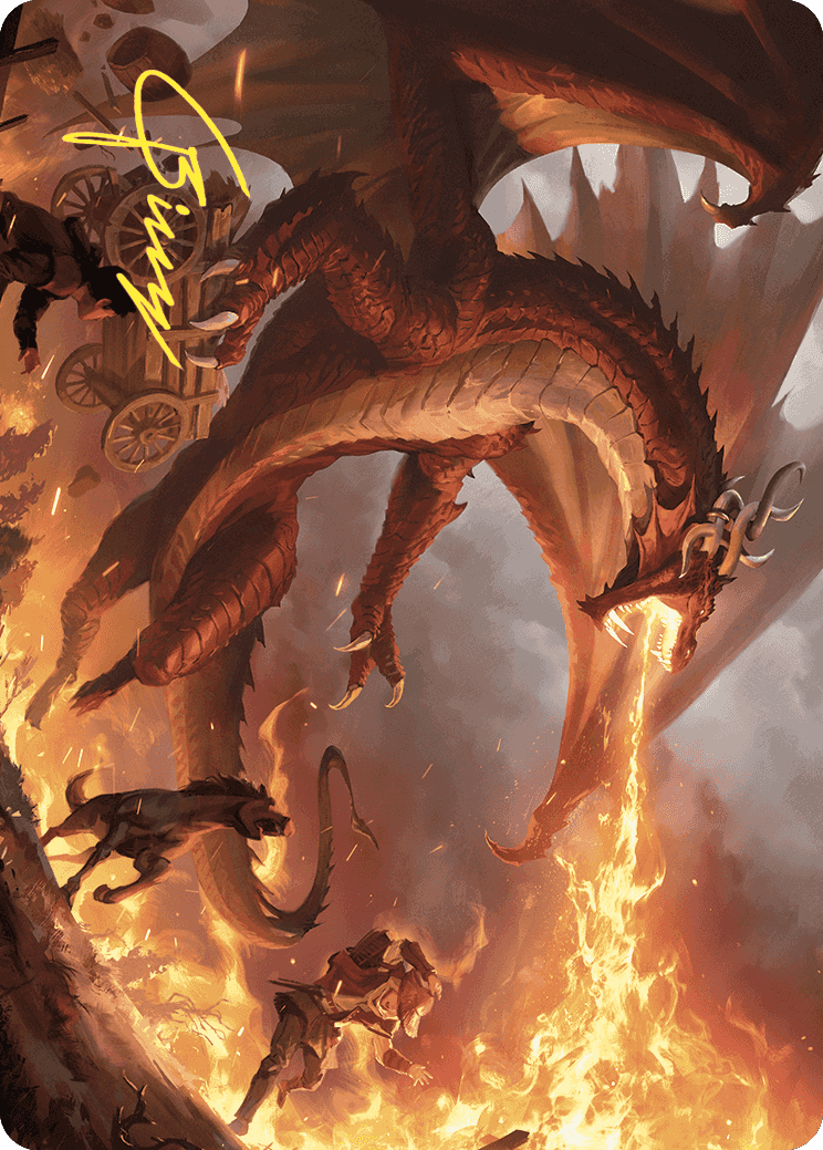 Realm-Scorcher Hellkite Art Card (Gold-Stamped Signature) [Wilds of Eldraine Art Series]-1