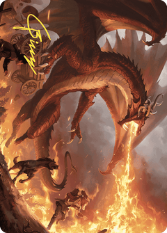 Realm-Scorcher Hellkite Art Card (Gold-Stamped Signature) [Wilds of Eldraine Art Series]-1