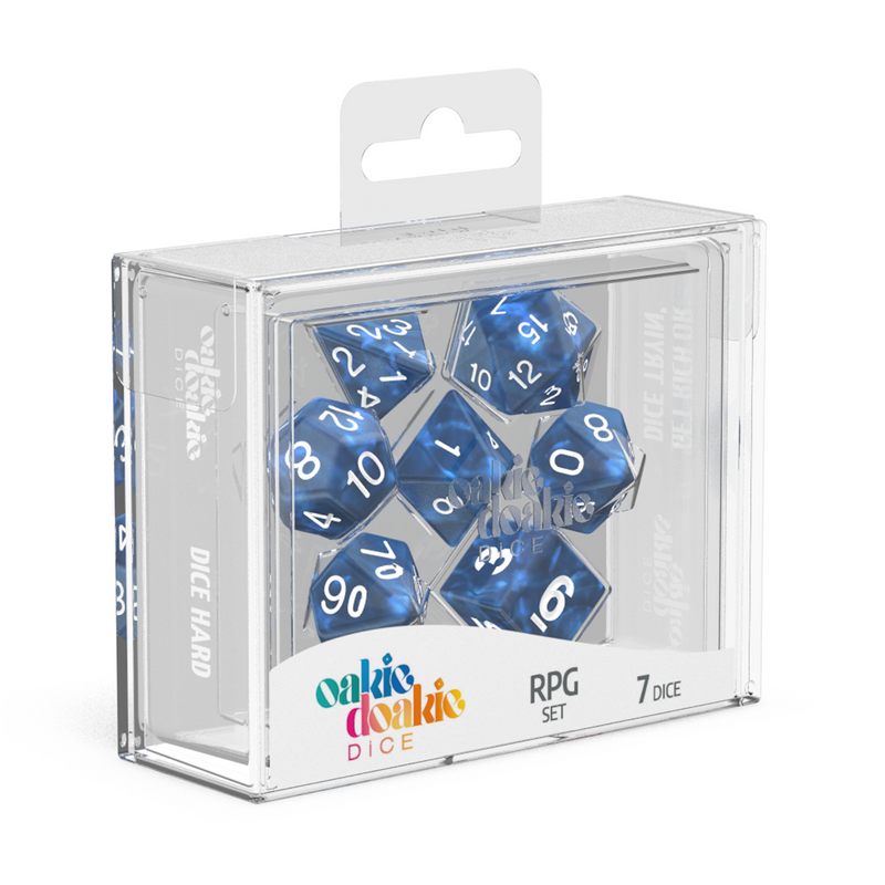 Oakie Doakie Dice RPG Set Marble - Blue (7)-1