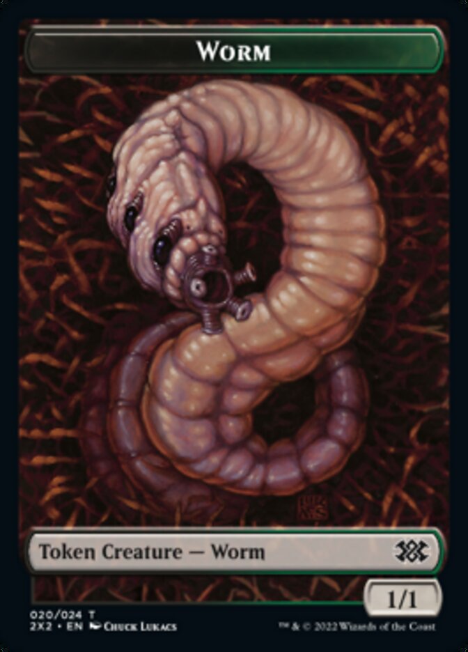 Worm // Aven Initiate Double-Sided Token [Double Masters 2022 Tokens]-1