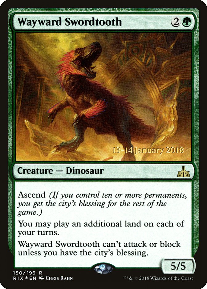 Wayward Swordtooth [Rivals of Ixalan Prerelease Promos]-1