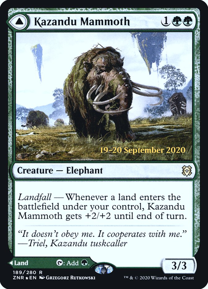Kazandu Mammoth // Kazandu Valley [Zendikar Rising Prerelease Promos]-1