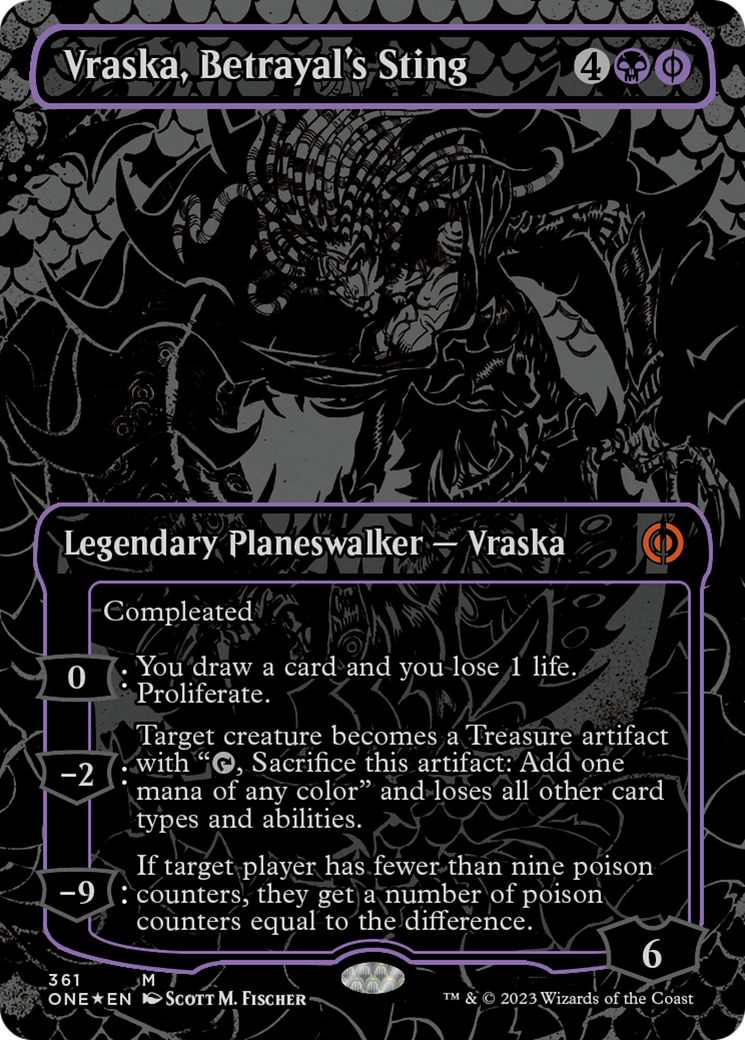 Vraska, Betrayal's Sting (Oil Slick Raised Foil) [Phyrexia: All Will Be One]-1