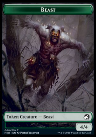 Human // Beast (008) Double-Sided Token [Innistrad: Midnight Hunt Tokens]-2