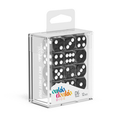 Oakie Doakie Dice D6 16 mm Marble - Black (12)-1