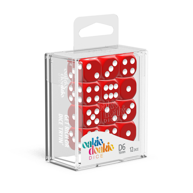 Oakie Doakie Dice D6 16 mm Solid - Red (12)-1