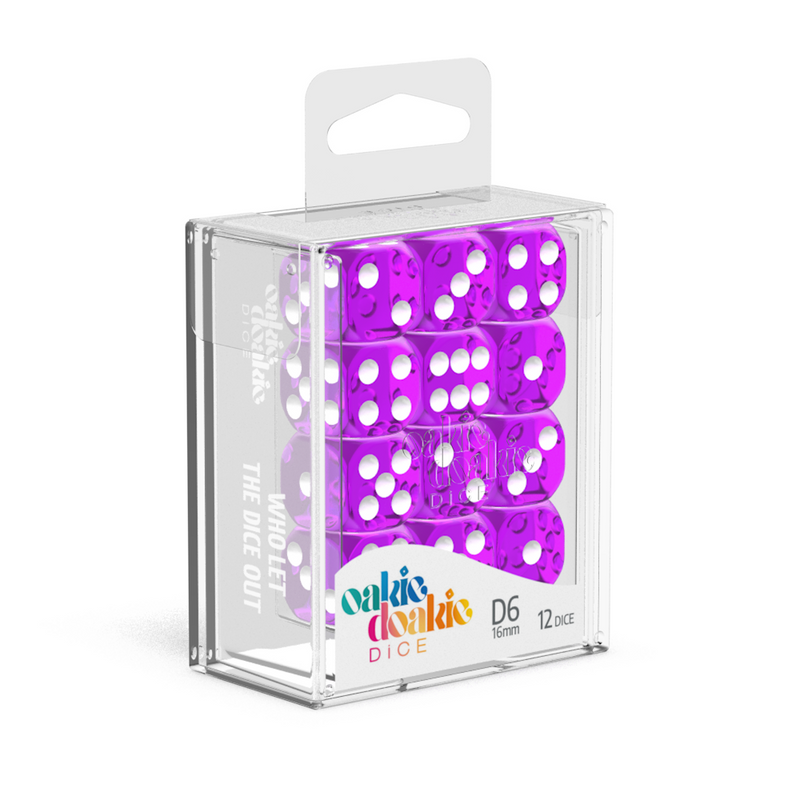 Oakie Doakie Dice D6 16 mm Translucent - Purple (12)-1