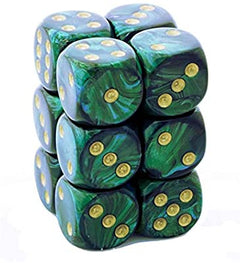 Chessex Dice Sets: Jade/Gold Scarab 16mm d6 (12)-1