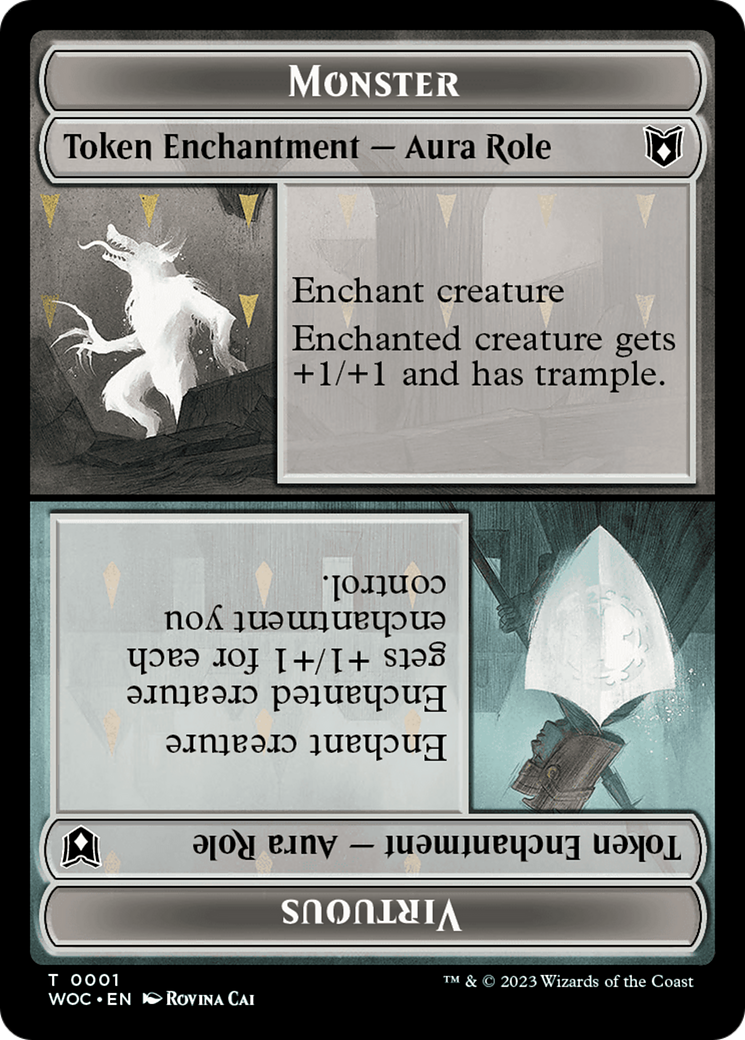 Copy // Monster Role / Virtuous Role Double-Sided Token [Wilds of Eldraine Commander Tokens]-2