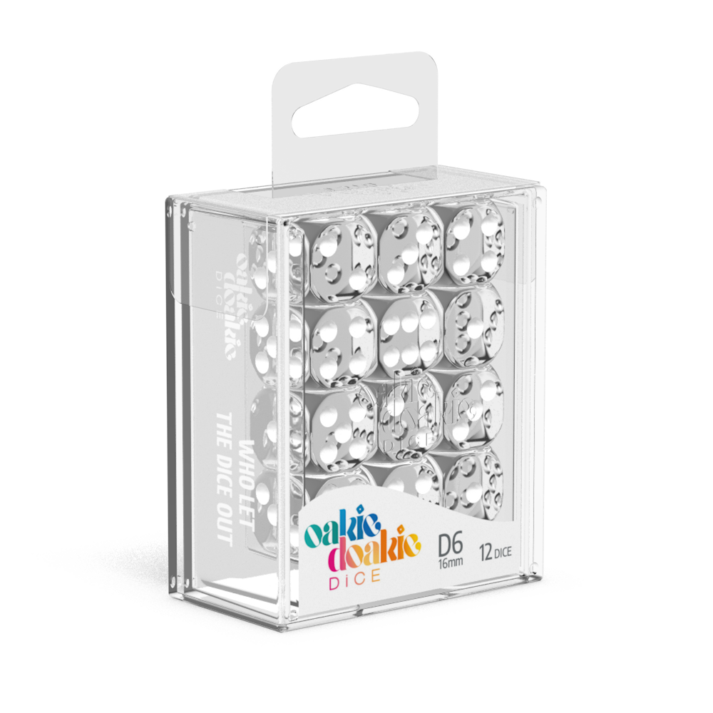 Oakie Doakie Dice D6 16 mm Translucent - Clear (12)-1