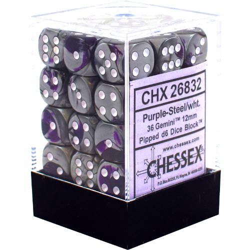 CHX 26832 Gemini 12mm d6 Purple-Steel/White Block (36)-1