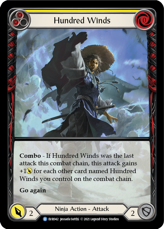 Hundred Winds (Yellow) [EVR042] (Everfest)  1st Edition Extended Art Rainbow Foil-1