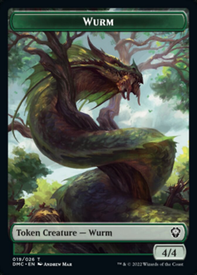 Bird (002) // Wurm Double-Sided Token [Dominaria United Tokens]-2