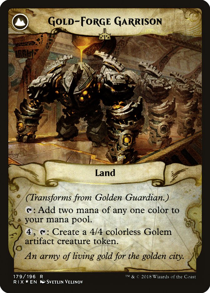 Golden Guardian // Gold-Forge Garrison [Rivals of Ixalan Prerelease Promos]-2