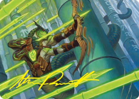 Bamboo Grove Archer Art Card (Gold-Stamped Signature) [Kamigawa: Neon Dynasty Art Series]-1