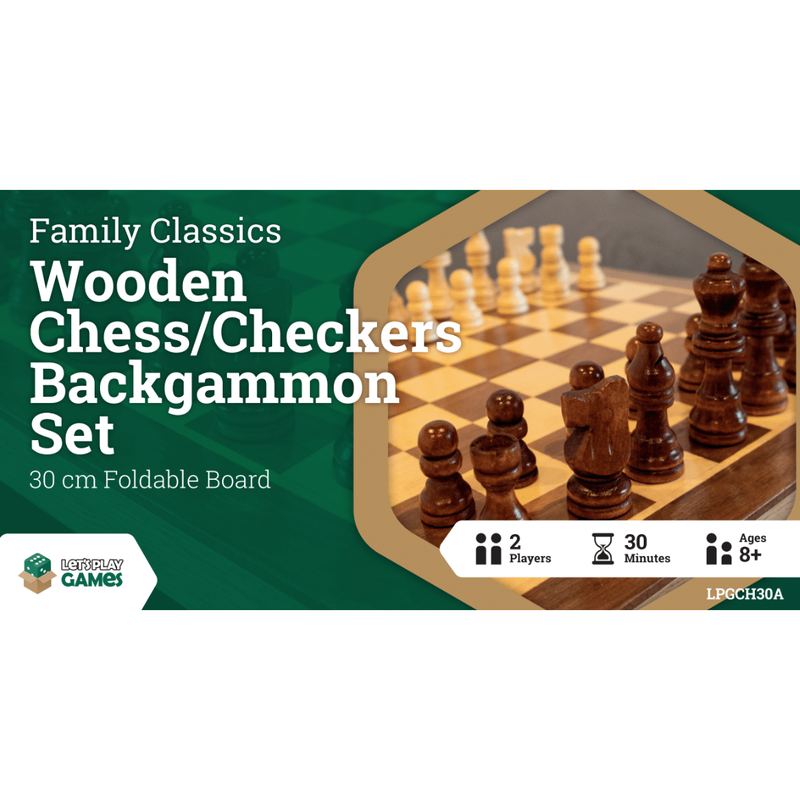 LPG Wooden Folding Chess/Checkers/Backgammon Set 30cm-1
