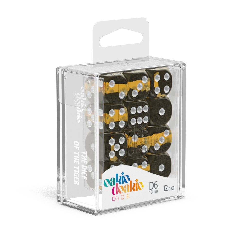 Oakie Doakie Dice D6 16 mm Enclave - Amber (12)-1