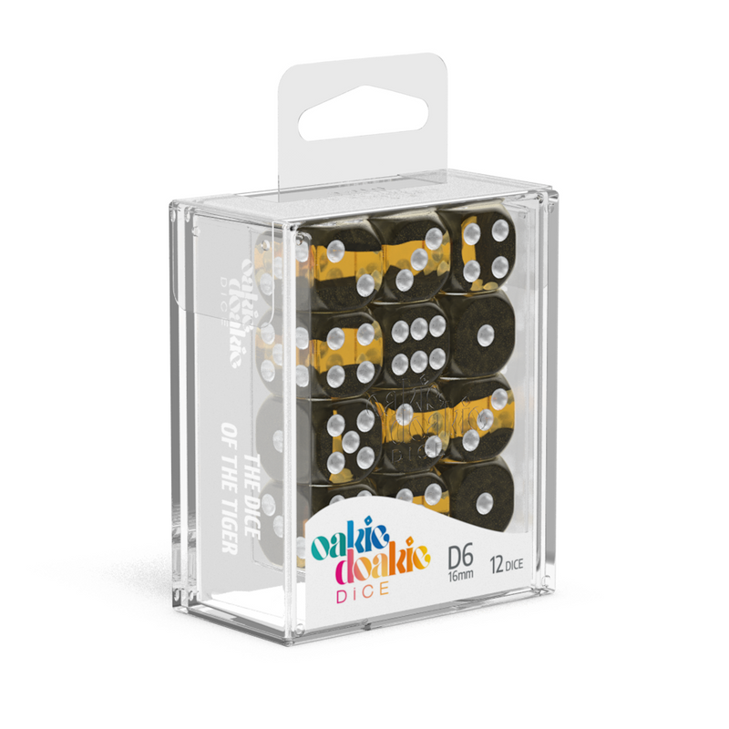 Oakie Doakie Dice D6 16 mm Enclave - Amber (12)-1