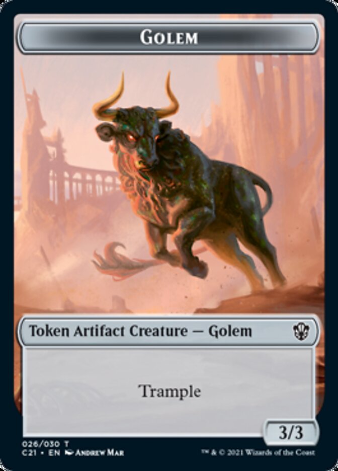 Golem (026) // Thopter Double-Sided Token [Commander 2021 Tokens]-1