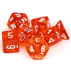 Chessex Dice Sets: Orange/white Translucent Polyhedral 7-Die Set-1