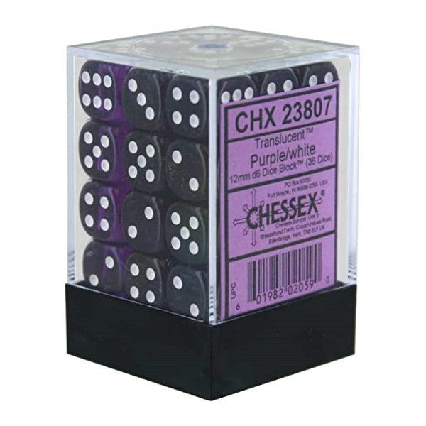 CHX 23807 Translucent 12mm d6 Purple/White Block (36)-1