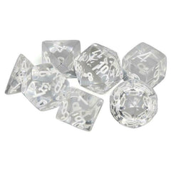 Chessex Dice Sets: Clear/white Translucent Polyhedral 7-Die Set-1