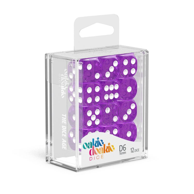 Oakie Doakie Dice D6 16 mm Speckled - Purple (12)-1