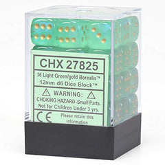 CHX 27825 Borealis #2 12mm d6 Light Green/Gold Block (36)-1