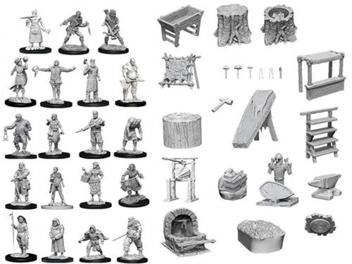 WizKids Deep Cuts Unpainted Miniatures Townspeople Accessories-1