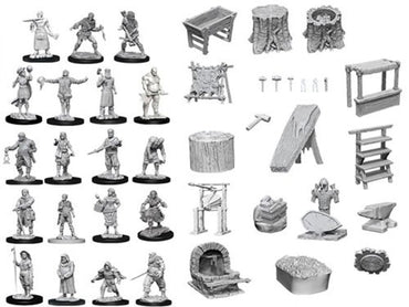 WizKids Deep Cuts Unpainted Miniatures Townspeople Accessories