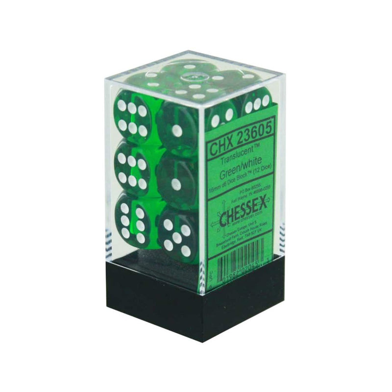 CHX 23605 Translucent 16mm d6 Green/white Block (12)-1