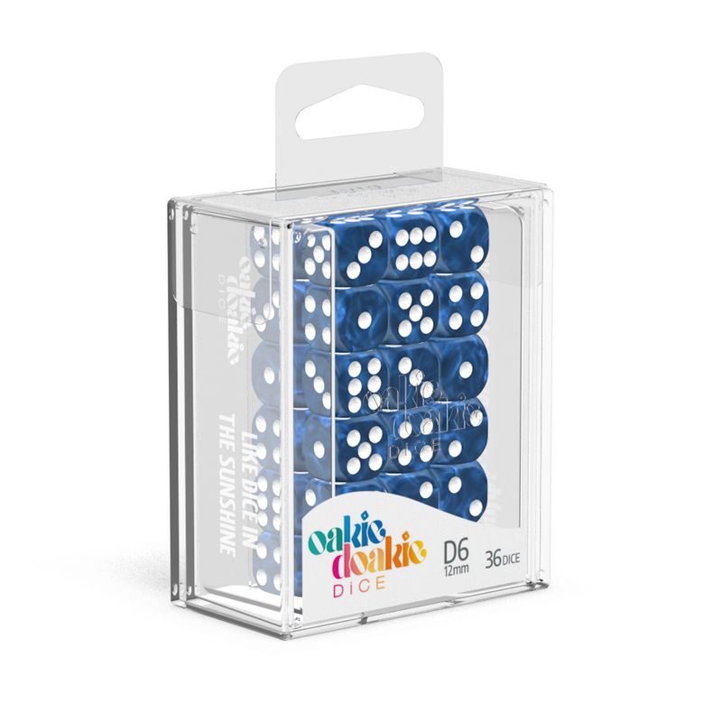 Oakie Doakie Dice D6 12 mm Marble - Blue (36)-1
