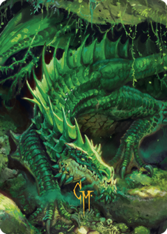Lurking Green Dragon Art Card (Gold-Stamped Signature) [Commander Legends: Battle for Baldur's Gate Art Series]-1