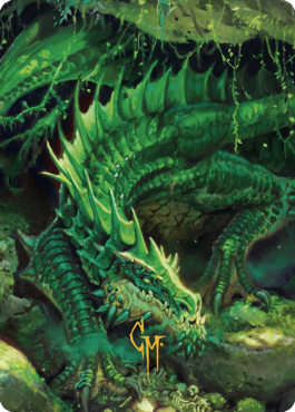 Lurking Green Dragon Art Card (Gold-Stamped Signature) [Commander Legends: Battle for Baldur's Gate Art Series]-1