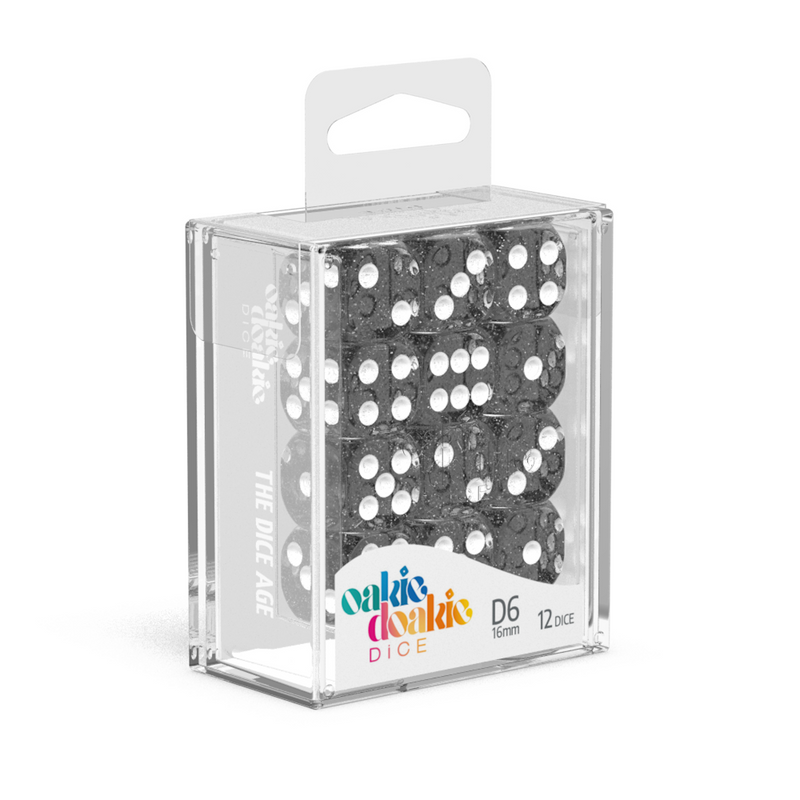 Oakie Doakie Dice D6 16 mm Speckled - Black (12)-1