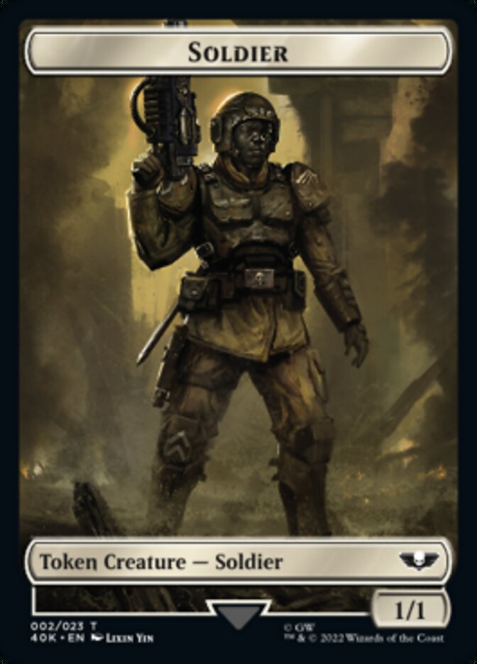 Soldier (002) // Space Marine Devastator Double-Sided Token (Surge Foil) [Warhammer 40,000 Tokens]-1