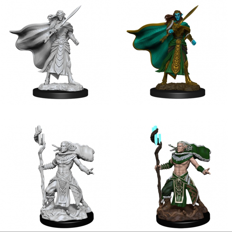 Magic the Gathering Unpainted Miniatures Elf Fighter & Elf Cleric-1