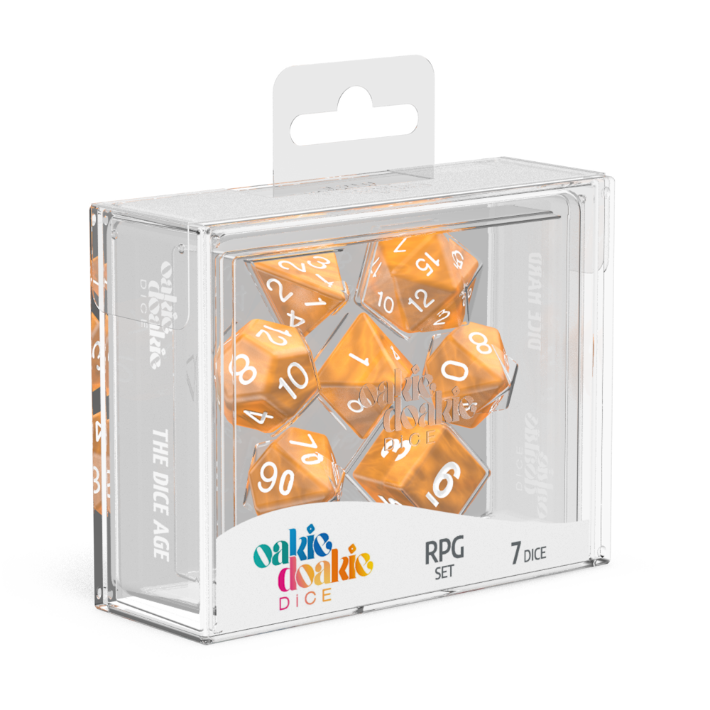 Oakie Doakie Dice RPG Set Marble - Orange (7)-1