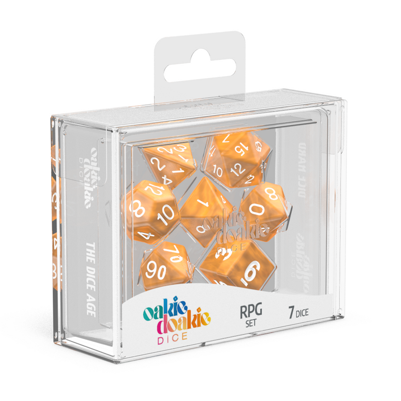 Oakie Doakie Dice RPG Set Marble - Orange (7)-1