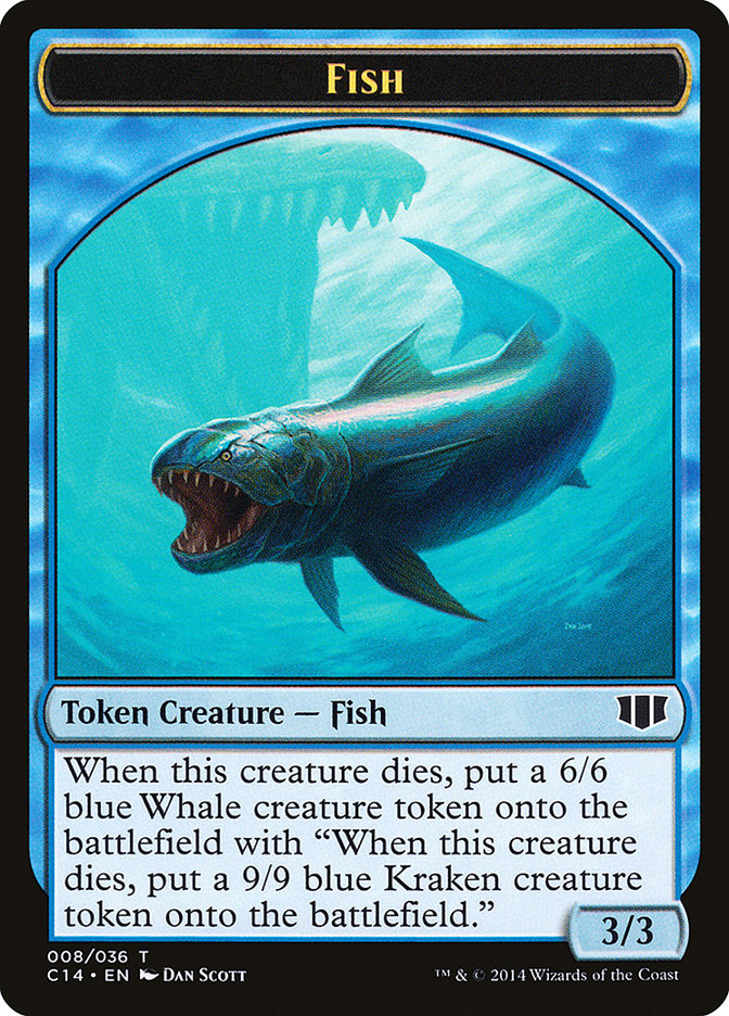Fish // Zombie (011/036) Double-Sided Token [Commander 2014 Tokens]-1