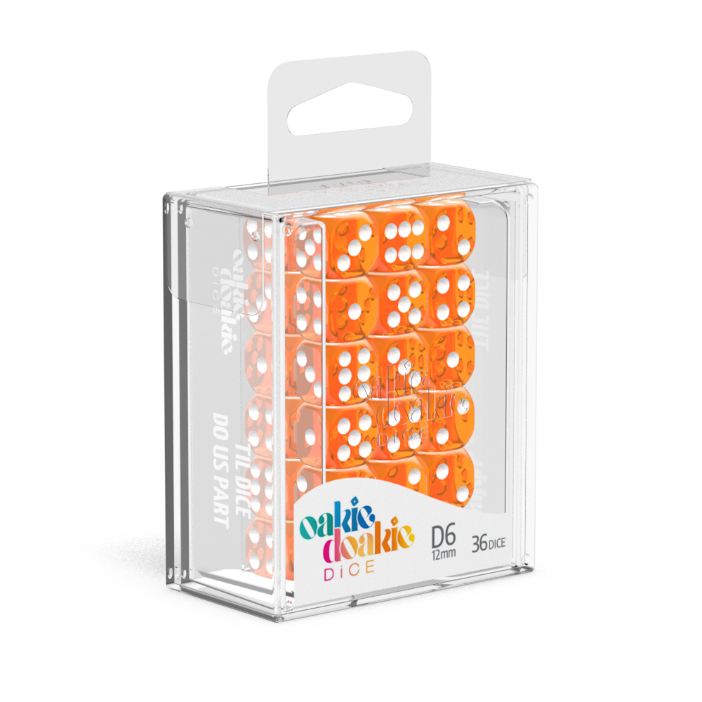 Oakie Doakie Dice D6 12 mm Translucent - Orange (36)-1
