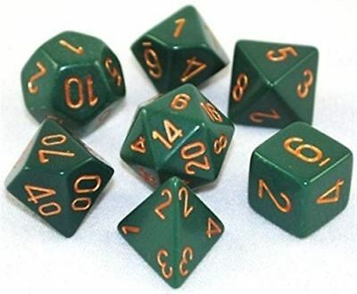 Chessex Dice Sets: Green/Copper Dusty Opaque Polyhedral 7-Die Set