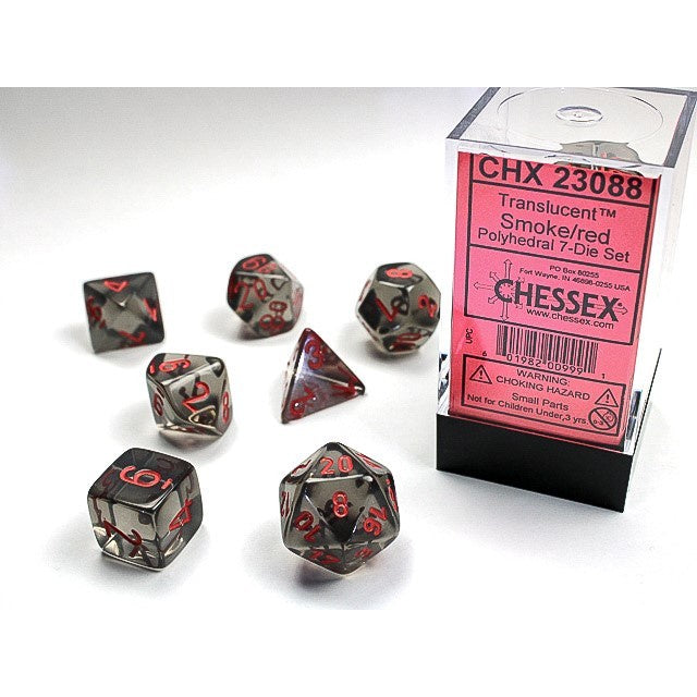 CHX 23088 Translucent Polyhedral Smoke/Red 7-Die Set-1